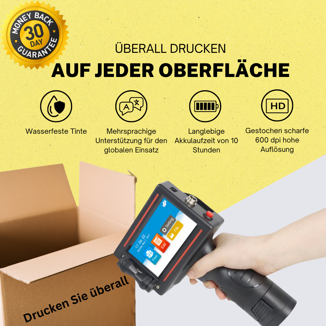 Handheld-Tintenstrahldrucker für den Druck auf verschiedenen Oberflächen